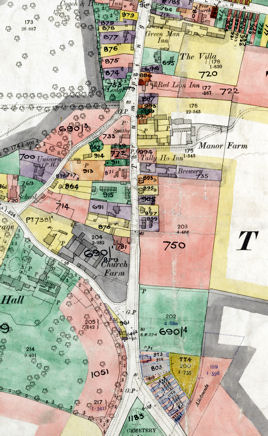 Extract from the Inland Revenue Land Value map for Trumpington, 1910-11, showing the Tally Ho. Reproduced by permission of Cambridgeshire Archives, file 470/047, sheet XLVII.10.