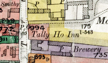 Extract from the Inland Revenue Land Value map for Trumpington, 1910-11, showing the Tally Ho. Reproduced by permission of Cambridgeshire Archives, file 470/047, sheet XLVII.10.