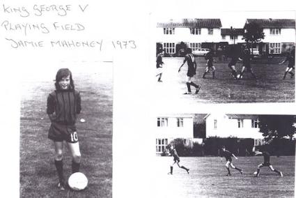 Jamie Mahoney playing on King George V playing field, 1973. [Source: supplied by Mrs Dianne Mahoney]