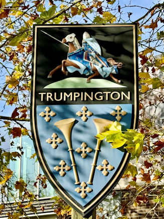 Figure 9: Trumpington village sign with Sir Roger de Trumpington. Photo: Jo Sear, 2024.