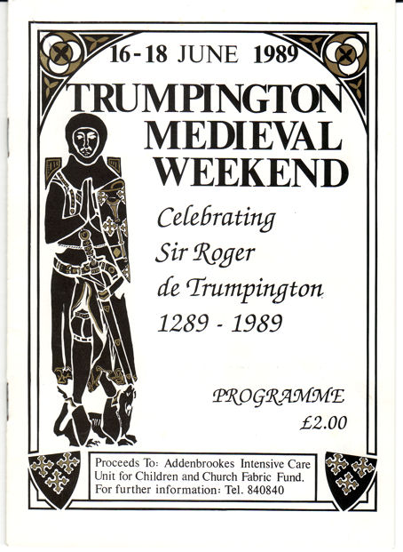 Programme cover, Trumpington Medieval Weekend, June 1989. Source: Andrew Roberts.