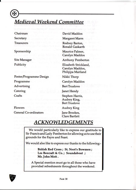 Committee, Trumpington Medieval Weekend, June 1989