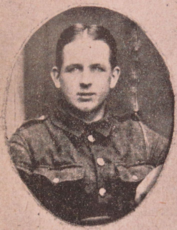 'Sergt A. Mynott, Trumpington (Cambs Regiment), wounded and awarded Military Medal', caption of photograph of Albert Mynott, wearing his military uniform, Cambridge Chronicle, 12 September 1917, p. 7.