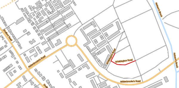 Whittington Road. Source: � OpenStreetMap contributors (Howard Slatter).