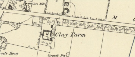 Ordnance Survey map for Clay Farm, 1885.