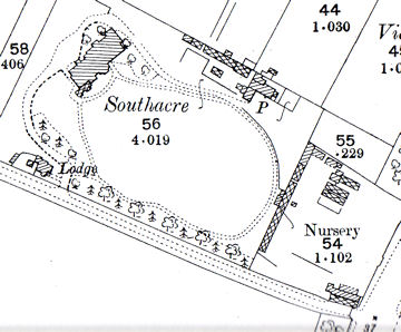 Extract from 1901 Ordnance Survey map, showing Southacre to the north east of Latham Road, built in 1880 for Reverend Henry Latham. Henry Latham and servants were living at Southacre (Cambridge Road) in 1881.
