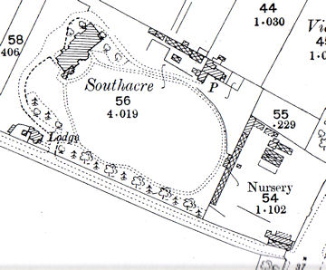 The 1901 Ordnance Survey map, showing Southacre to the north east of Latham Road, built in 1880 for Reverend Henry Latham. Henry Latham and servants were living at Southacre (Cambridge Road) in 1881.