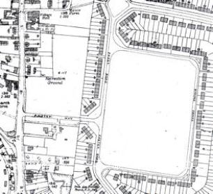 Ordnance Survey map of the King George V playing field area, 1950.