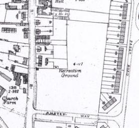 Ordnance Survey map of the Recreation Ground and surroundings, 1950.