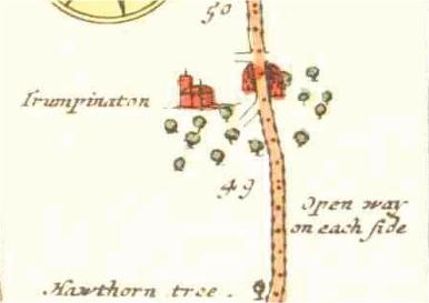 Ogilby's Map, 1675: detail of the route through Trumpington. Copyright Archive CD Books.