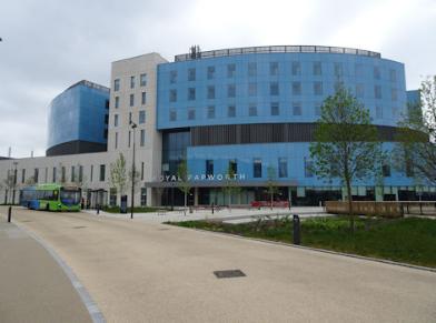 Royal Papworth Hospital and the new busway route. Photo: Andrew Roberts, 30 April 2019.