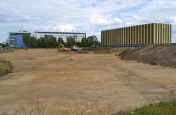 Archaeological work on the Papworth site with the new car park. Photo: Andrew Roberts, 30 June 2014.