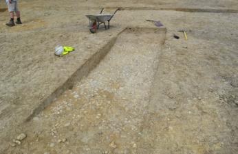 One of the cobbled areas at the Papworth archaeological site. Photo: Andrew Roberts, 25 July 2014.