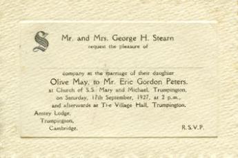Invitation card for the Peters wedding.
