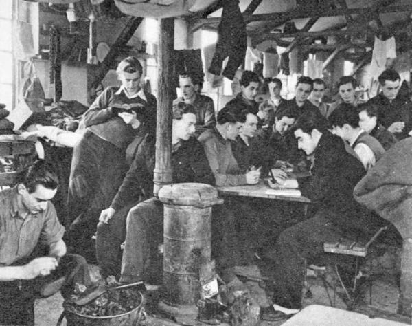 German Prisoners of War at Trumpington Camp, while attending lectures at Cambridge University, 1948. Cambridgeshire Collection, Cambridge Central Library (Reference Y.Tru.K48, filed at S.1948.37242-3).