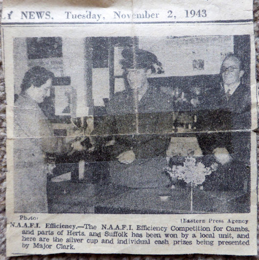 Newspaper photograph of Nora Rivett's NAAFI Unit winning the Efficiency Competition, 2 November 1943. Source: Michael Neale.