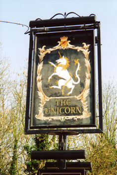 The Unicorn pub sign. Photo: Peter Dawson, March 2009.