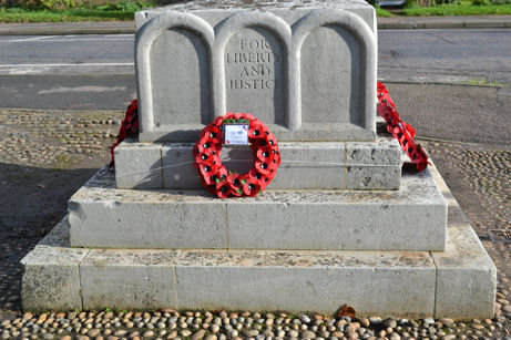 Trumpington War Memorial, Remembrance Sunday, 9 November 2014.
