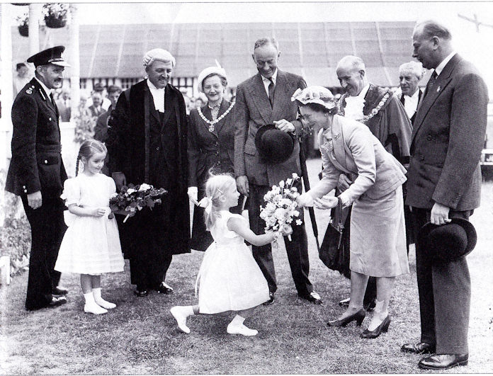 The Royal Show, 1951, with Joy Sadler presenting a bouquet to the Duchess of Gloucester. Trumpington Past and Present, page 131.