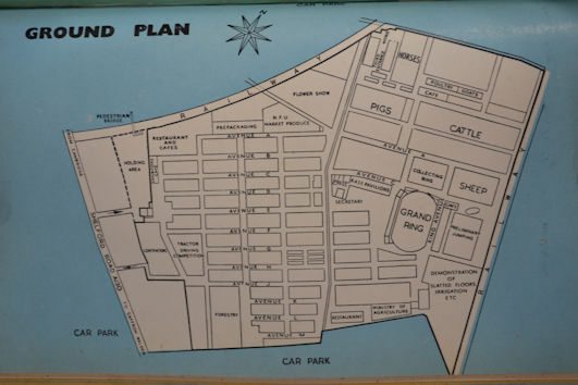 Plan of the 1960 Royal Show showground, Trumpington. From Royal Agricultural Society (1960). Royal Show, Cambridge, 1960.