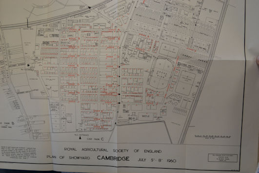 Plan of the 1960 Royal Show showground, Trumpington. From Royal Agricultural Society (1960). Royal Show, Cambridge, 1960.