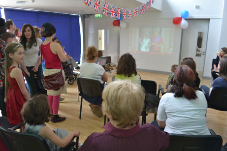 Watching the Royal Wedding broadcast, Trumpington Pavilion. Photo: Andrew Roberts, 29 April 2011.