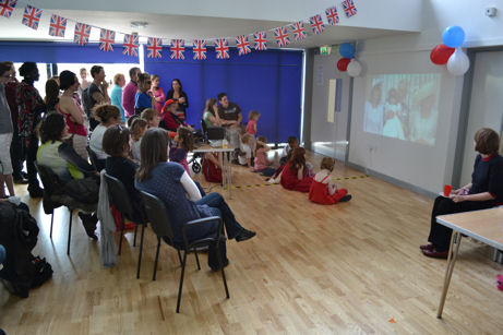 Watching the Royal Wedding broadcast, Trumpington Pavilion. Photo: Andrew Roberts, 29 April 2011.