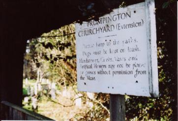 Sign at the entrance to the churchyard at the beginning of Shelford Road.