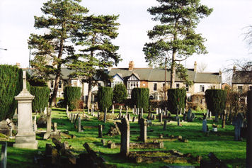 Trumpington Churchyard Extension and the first houses to be built on Shelford Road. Photo: Andrew Roberts, 27 January 2008.