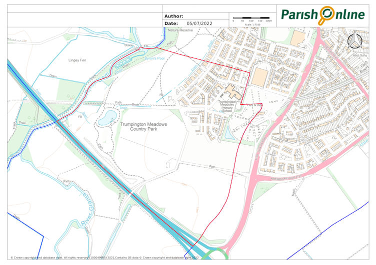 South Trumpington parish boundary. Source: South Trumpington Parish Meeting, July 2022.
