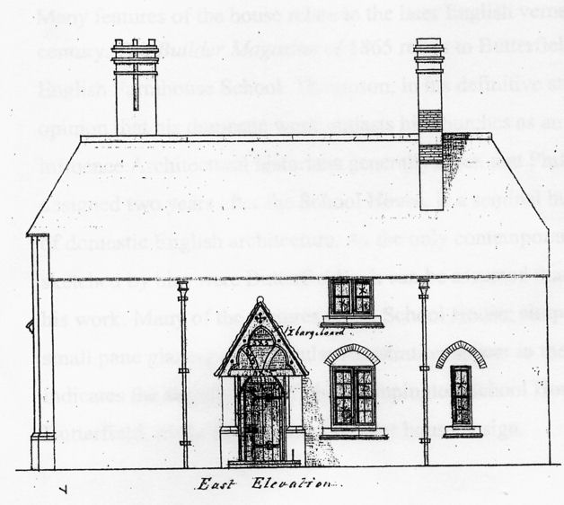 East elevation, Trumpington School House. Source: Cambridgeshire Archives.