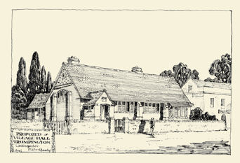 Sketch of the proposed design of the Village Hall, April 1907, drawn by Walter Brierley. Source: Village Hall archive.