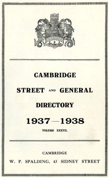 Extract from Spalding's Directory, 1937. Cambridgeshire Collection. 