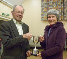Spring Show 2007: Retiring President, Reg Norman, presenting the Eileen Norman Memorial Cup to Jill Whaley. Photo: Stephen Brown.