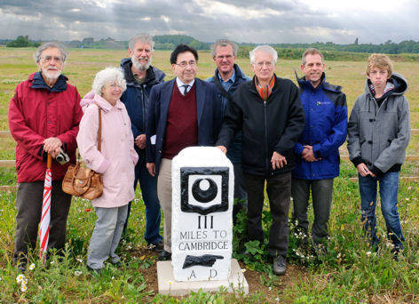 Group at the unveiling of the third Trinity Hall milestone, 26 May 2011. Photo: Stephen Brown.