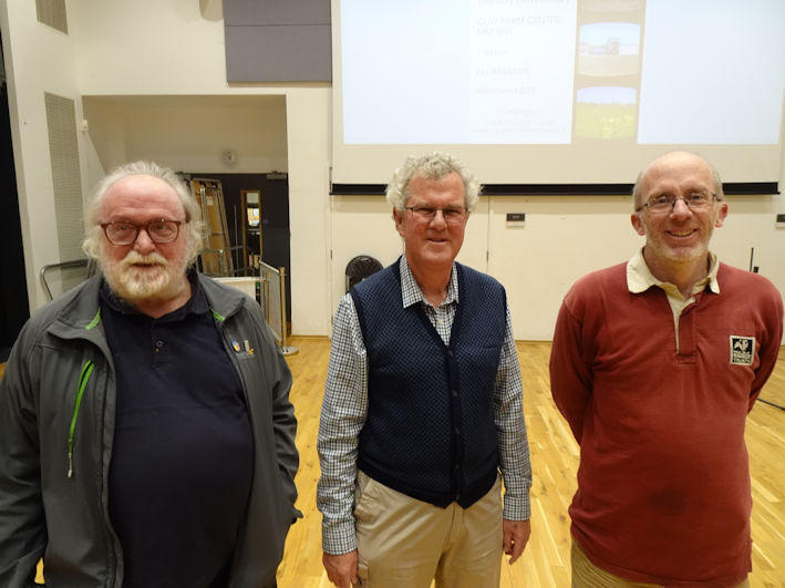 The speakers at the Local History Group meeting on 29 February 2024, Randall Evans, Andrew Roberts and Iain Webb. Photo: Howard Slatter, 29 February 2024.