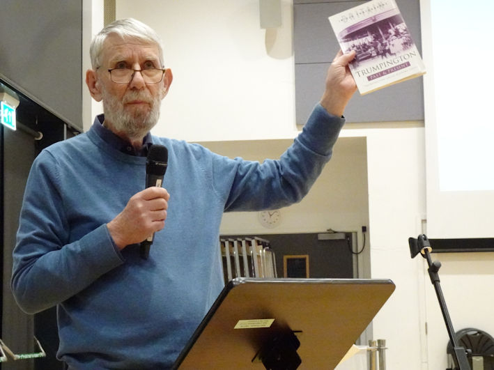 Howard Slatter talking about the contribution of Stephen Brown at the Local History Group meeting on 29 February 2024. Photo: Andrew Roberts, 29 February 2024.