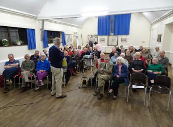 Trumpington Local History Group meeting, 4 April 2019, Trumpington Village Hall. Photo: Andrew Roberts, 4 April 2019.