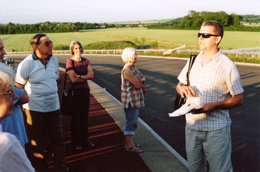 Ellis Selway talking to participants at the Trumpington Local History Group visit to the Addenbrooke’s Road, 24 June 2010
