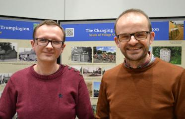 Tom Phillips and Andy Robinson, speakers at the Trumpington Local History Group meeting at the Clay Farm Centre. Photo: Andrew Roberts, 22 March 2018.