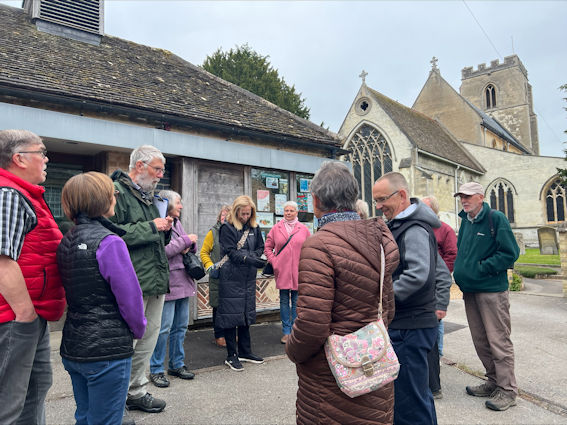 Gathering outside the Bakehouse for the Local History Group walk, evening of 1 June 2023. Photo: Janelle Robbins.