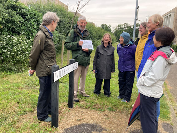 Participants with Howard Slatter at Willers Lane during the walk on 13 June 2004. Photo: Annie Carr.