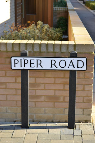 Piper Road street sign at the Consort Avenue junction, Trumpington Meadows. Photo: Andrew Roberts, 6 December 2014.