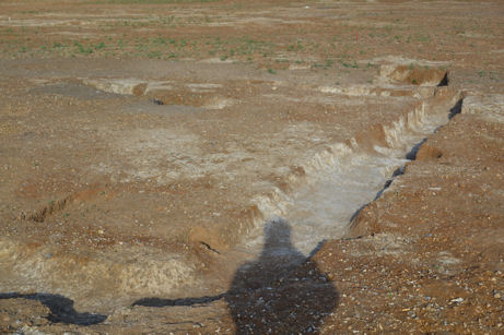 The southern side of the Saxon building, Trumpington Meadows archaeological site. Photo: Andrew Roberts, 24 May 2011.