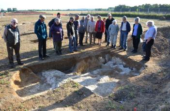 Participants at the Trumpington Meadows archaeological site visit. Photo: Andrew Roberts, 24 May 2011.