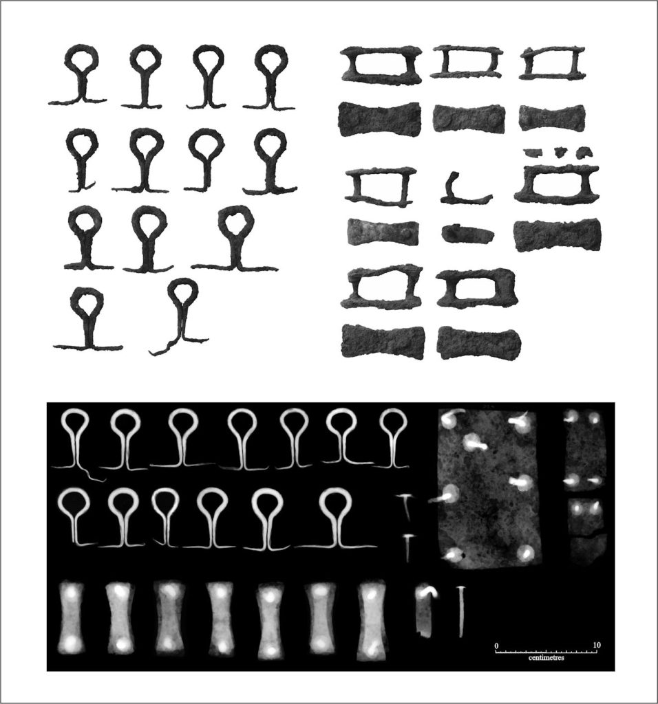 Burial 1 bed fittings, Trumpington Meadows excavation. Cambridge Archaeological Unit.