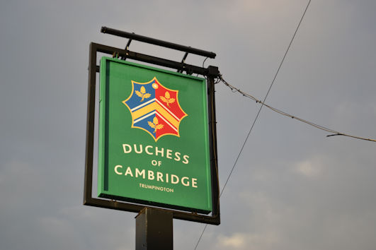 The pub sign of the Duchess of Cambridge public house (formerly the Tally Ho and Hudson’s Ale House). Photo: Andrew Roberts, 6 November 2022.
