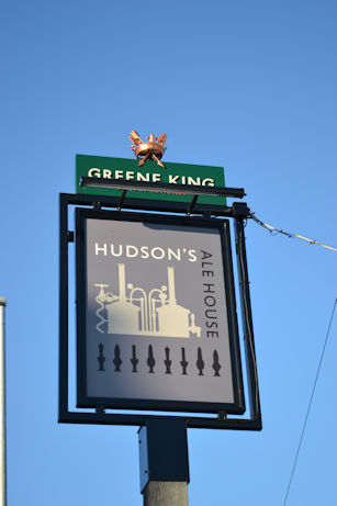Public house sign at Hudson's Ale House (the former Tally Ho). Photo: Andrew Roberts, 1 November 2015.