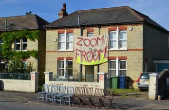 Support for Chris Froome on Shelford Road prior to the race. Photo: Andrew Roberts, 7 July 2014.