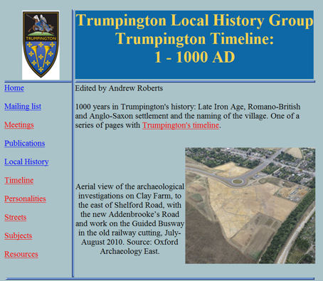 Extract from Local History Group Timeline, October 2013.